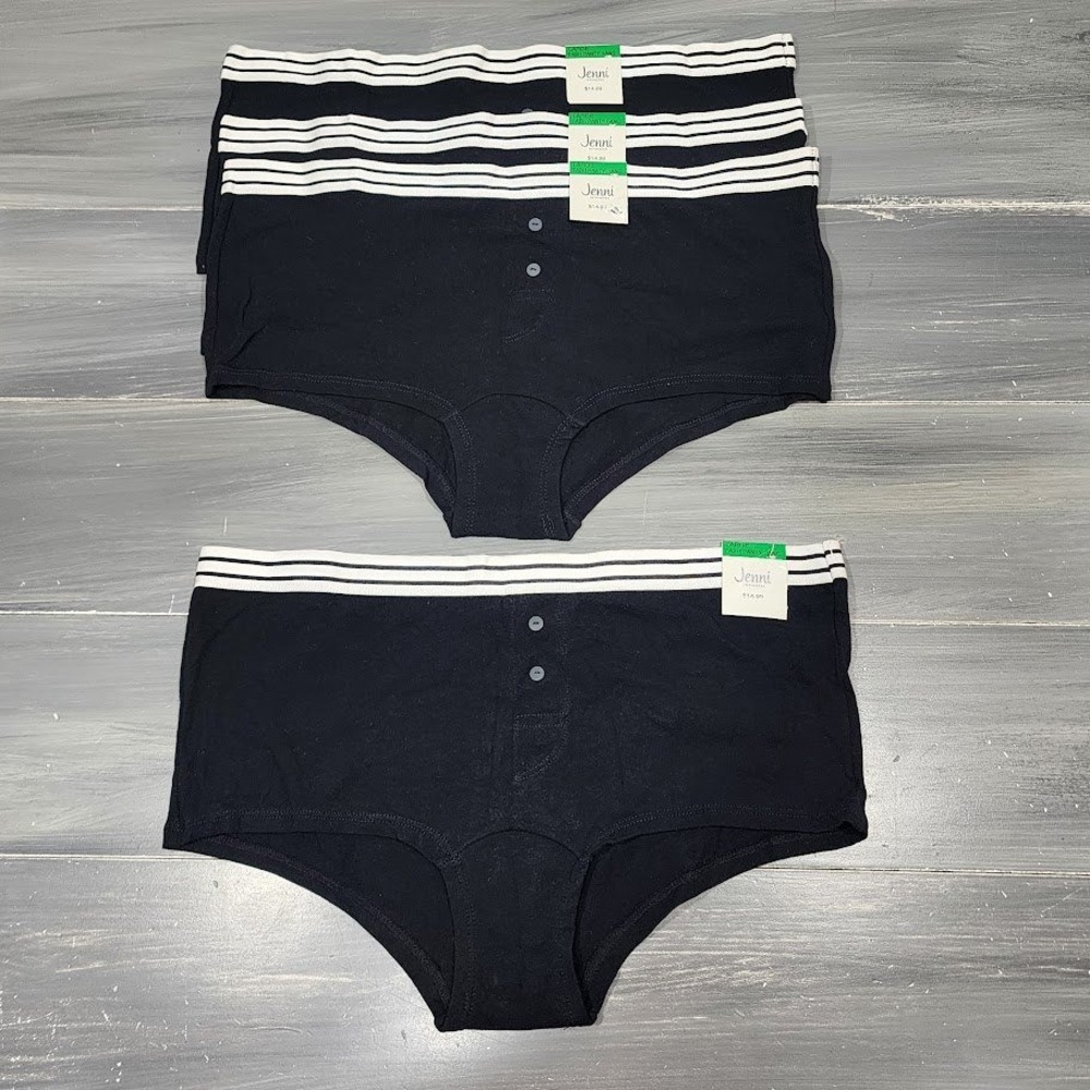 Jenni Intimates‎ Boyshort Panties Underwear Black Large 4 Pair
